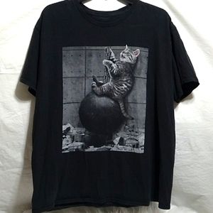 SALE! Chill Brand Vintage Cat On A Wrecking Ball Top Couple Flaws (X-56)